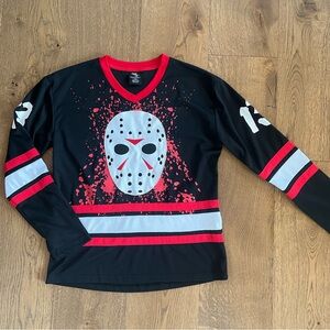 Friday The 13th Jason Voorhees Mask Hockey Jersey Movie Horror Black Size med
